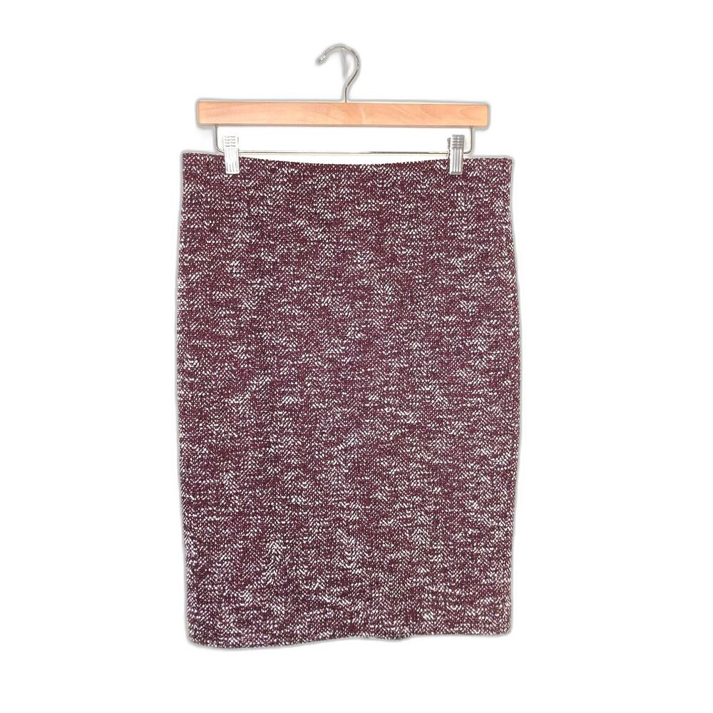 Ann Taylor Factory Tweed Burgundy Speckle Pencil Skirt Size Medium Career